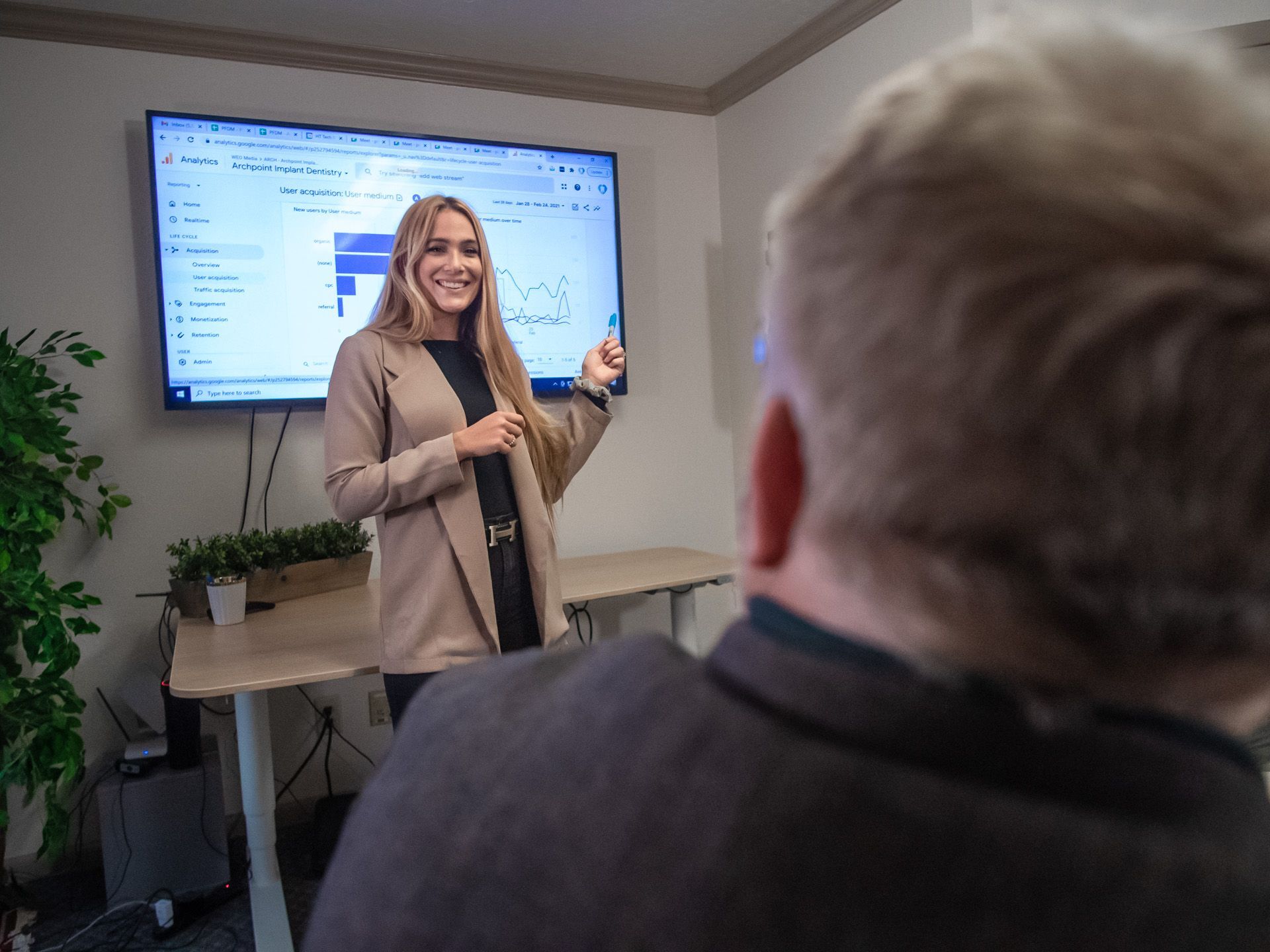 woman working on a dental marketing proposal