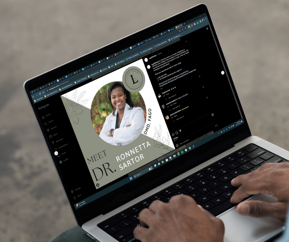 Customizable template for dental office social posts with office branding